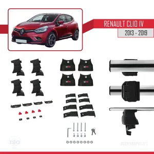 Renault Clio IV 2013-2019 Arası ile uyumlu ACE-4 Ara Atkı Tavan Barı GRİ thumb 4