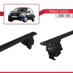 Renault Clio III 2006-2012 Arası ile uyumlu ACE-4 Ara Atkı Tavan Barı SİYAH thumb 4
