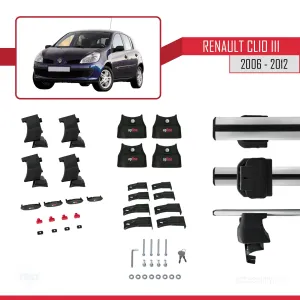 Renault Clio III 2006-2012 Arası ile uyumlu ACE-4 Ara Atkı Tavan Barı GRİ thumb 4