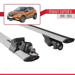 Renault Captur II 2019 ve Sonrası ile Uyumlu HOOK Model Anahtar Kilitli Ara Atkı Tavan Barı GRİ thumb 5