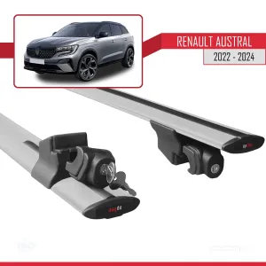Renault Austral 2022 ve Sonrası ile uyumlu HOOK Model Anahtar Kilitli Ara Atkı Tavan Barı GRİ thumb 5