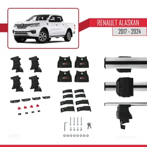 Renault Alaskan 2017 ve Sonrası ile uyumlu ACE-4 Ara Atkı Tavan Barı GRİ thumb 4