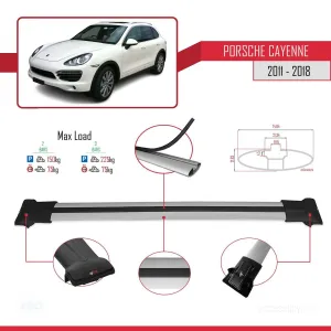 Porsche Cayenne 92A 2011-2018 Arası ile uyumlu FLY Model Ara Atkı Tavan Barı GRİ thumb 4