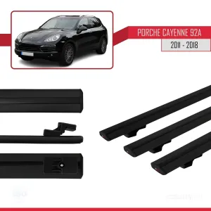 Porsche Cayenne 92A 2011-2018 Arası ile uyumlu Basic Model Ara Atkı Tavan Barı SİYAH 3 ADET - Görsel 3