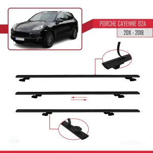 Porsche Cayenne 92A 2011-2018 Arası ile uyumlu Basic Model Ara Atkı Tavan Barı SİYAH 3 ADET - Görsel 5