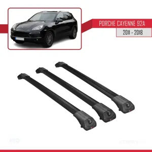 Porsche Cayenne 92A 2011-2018 Arası ile uyumlu ACE-1 Ara Atkı Tavan Barı SİYAH 3 ADET BAR thumb 3