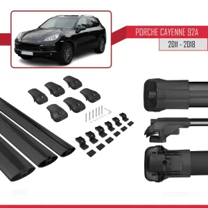 Porsche Cayenne 92A 2011-2018 Arası ile uyumlu ACE-1 Ara Atkı Tavan Barı SİYAH 3 ADET BAR thumb 5