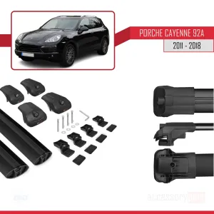 Porsche Cayenne 92A 2011-2018 Arası ile uyumlu ACE-1 Ara Atkı Tavan Barı SİYAH thumb 5
