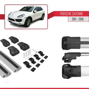 Porsche Cayenne 92A 2011-2018 Arası ile uyumlu ACE-1 Ara Atkı Tavan Barı GRİ thumb 5