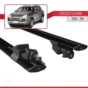Porsche Cayenne 2003-2011 Arası ile uyumlu HOOK Model Anahtar Kilitli Ara Atkı Tavan Barı SİYAH - Görsel 5