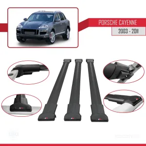 Porsche Cayenne 2003-2011 Arası ile Uyumlu FLY Model Ara Atkı Tavan Barı SİYAH 3 ADET BAR - Görsel 5