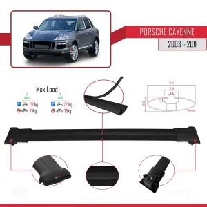 Porsche Cayenne 2003-2011 Arası ile uyumlu FLY Model Ara Atkı Tavan Barı SİYAH thumb 4