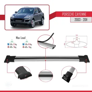 Porsche Cayenne 2003-2011 Arası ile Uyumlu FLY Model Ara Atkı Tavan Barı GRİ 3 ADET BAR thumb 4