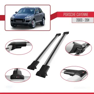 Porsche Cayenne 2003-2011 Arası ile uyumlu FLY Model Ara Atkı Tavan Barı GRİ - Görsel 5
