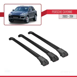 Porsche Cayenne 2003-2011 Arası ile uyumlu ACE-1 Ara Atkı Tavan Barı SİYAH 3 ADET BAR - Görsel 3