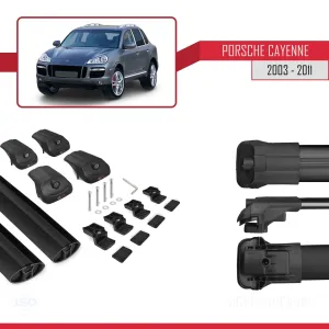 Porsche Cayenne 2003-2011 Arası ile uyumlu ACE-1 Ara Atkı Tavan Barı SİYAH thumb 5