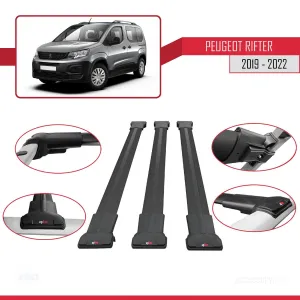 Peugeot Rifter 2019-2022 Arası ile uyumlu FLY Model Ara Atkı Tavan Barı SİYAH 3 ADET BAR thumb 4
