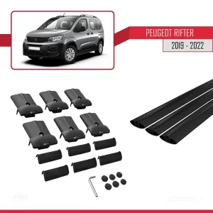 Peugeot Rifter 2019-2022 Arası ile uyumlu FLY Model Ara Atkı Tavan Barı SİYAH 3 ADET BAR thumb 5