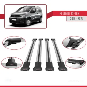 Peugeot Rifter 2019-2022 Arası ile uyumlu FLY Model Ara Atkı Tavan Barı GRİ 4 ADET BAR thumb 4