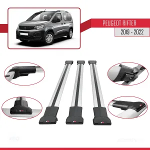 Peugeot Rifter 2019-2022 Arası ile uyumlu FLY Model Ara Atkı Tavan Barı GRİ 3 ADET BAR thumb 4