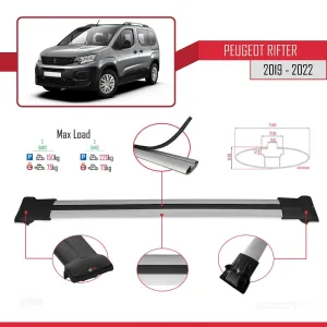 Peugeot Rifter 2019-2022 Arası ile Uyumlu FLY Model Ara Atkı Tavan Barı GRİ thumb 4
