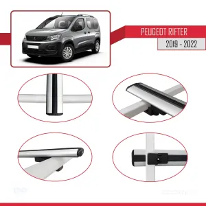 Peugeot Rifter 2019-2022 Arası ile uyumlu Basic Model Ara Atkı Tavan Barı GRİ 3 ADET thumb 4