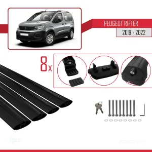 Peugeot Rifter 2019-2022 Arası ile uyumlu ACE-1 Ara Atkı Tavan Barı SİYAH 4 ADET BAR thumb 5