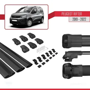 Peugeot Rifter 2019-2022 Arası ile uyumlu ACE-1 Ara Atkı Tavan Barı SİYAH 3 ADET BAR thumb 5