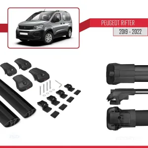 Peugeot Rifter 2019-2022 Arası ile uyumlu ACE-1 Ara Atkı Tavan Barı SİYAH thumb 5