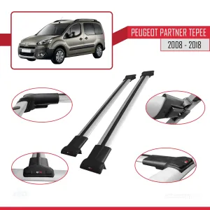 Peugeot Partner Tepee 2008-2018 Arası ile uyumlu FLY Model Ara Atkı Tavan Barı GRİ - Görsel 5