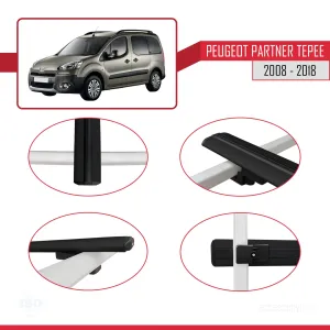 Peugeot Partner Tepee 2008-2018 Arası ile uyumlu Basic Model Ara Atkı Tavan Barı SİYAH 3 ADET - Görsel 4