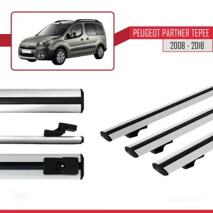Peugeot Partner Tepee 2008-2018 Arası ile uyumlu Basic Model Ara Atkı Tavan Barı GRİ 3 ADET thumb 3