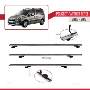 Peugeot Partner Tepee 2008-2018 Arası ile uyumlu Basic Model Ara Atkı Tavan Barı GRİ 3 ADET thumb 5