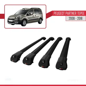 Peugeot Partner Tepee 2008-2018 Arası ile uyumlu ACE-1 Ara Atkı Tavan Barı SİYAH 4 ADET BAR thumb 4