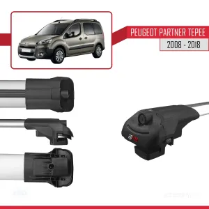 Peugeot Partner Tepee 2008-2018 Arası ile uyumlu ACE-1 Ara Atkı Tavan Barı GRİ 4 ADET BAR thumb 5