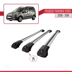 Peugeot Partner Tepee 2008-2018 Arası ile uyumlu ACE-1 Ara Atkı Tavan Barı GRİ 3 ADET BAR thumb 5