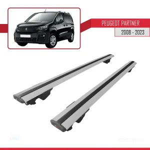 Peugeot Partner 2019-2022 Arası ile uyumlu HOOK Model Anahtar Kilitli Ara Atkı Tavan Barı GRİ thumb 4