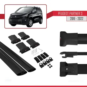 Peugeot Partner 2019-2022 Arası ile Uyumlu FLY Model Ara Atkı Tavan Barı SİYAH - Görsel 5