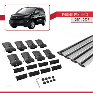 Peugeot Partner 2019-2022 Arası ile uyumlu FLY Model Ara Atkı Tavan Barı GRİ 4 ADET BAR thumb 5