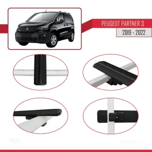 Peugeot Partner 2019-2022 Arası ile uyumlu Basic Model Ara Atkı Tavan Barı SİYAH 3 ADET thumb 4