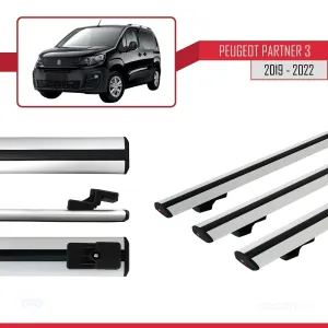 Peugeot Partner 2019-2022 Arası ile uyumlu Basic Model Ara Atkı Tavan Barı GRİ 3 ADET - Görsel 3