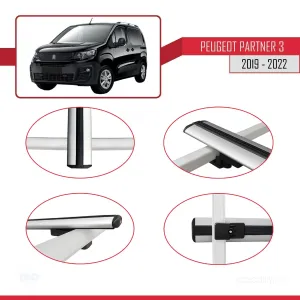 Peugeot Partner 2019-2022 Arası ile uyumlu Basic Model Ara Atkı Tavan Barı GRİ 3 ADET - Görsel 4