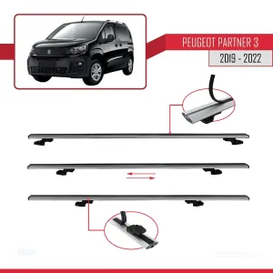 Peugeot Partner 2019-2022 Arası ile uyumlu Basic Model Ara Atkı Tavan Barı GRİ 3 ADET - Görsel 5