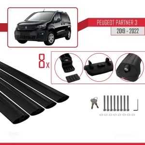 Peugeot Partner 2019-2022 Arası ile uyumlu ACE-1 Ara Atkı Tavan Barı SİYAH 4 ADET BAR thumb 5