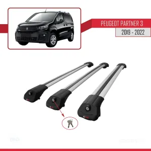 Peugeot Partner 2019-2022 Arası ile uyumlu ACE-1 Ara Atkı Tavan Barı GRİ 3 ADET BAR thumb 4