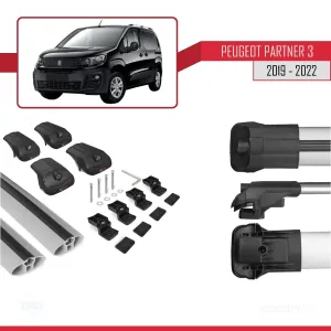 Peugeot Partner 2019-2022 Arası ile uyumlu ACE-1 Ara Atkı Tavan Barı GRİ thumb 5