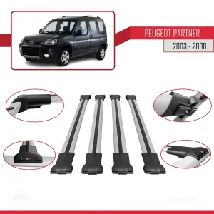 Peugeot Partner 2003-2008 Arası ile uyumlu FLY Model Ara Atkı Tavan Barı GRİ 4 ADET BAR - Görsel 5