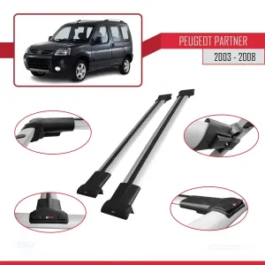 Peugeot Partner 2003-2008 Arası ile uyumlu FLY Model Ara Atkı Tavan Barı GRİ thumb 5