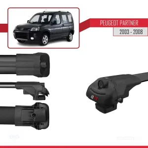 Peugeot Partner 2003-2008 Arası ile uyumlu ACE-1 Ara Atkı Tavan Barı SİYAH 4 ADET BAR thumb 5