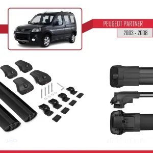 Peugeot Partner 2003-2008 Arası ile uyumlu ACE-1 Ara Atkı Tavan Barı SİYAH - Görsel 5
